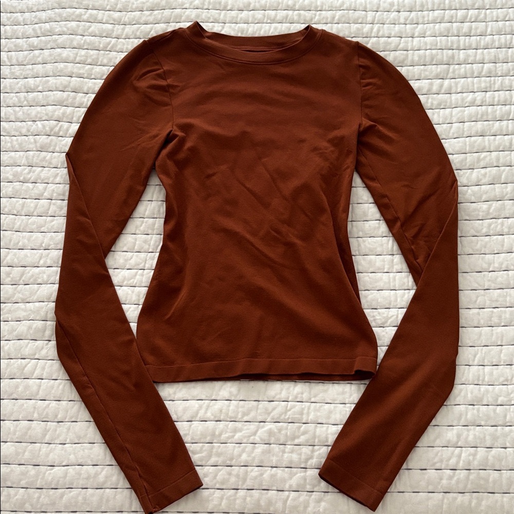 brown Long Sleeve Top